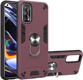 Voor OPPO Realme 7 Pro Armor Series PC + TPU beschermhoes met ringhouder (Wnie Red)