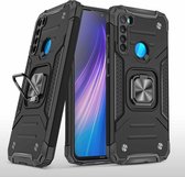 Voor Xiaomi Redmi Note 8 Magnetisch pantser Schokbestendig TPU + pc-hoesje met metalen ringhouder (zwart)