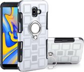 Voor Galaxy J6 + 2 in 1 Cube PC + TPU beschermhoes met 360 graden draaien zilveren ringhouder (zilver)