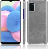 Voor Galaxy A41 Global Official Version Shockproof Litchi Texture PC + PU Case (grijs)