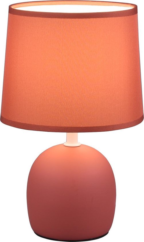 LED Tafellamp - Tafelverlichting - Trion Zikkom - E14 Fitting - Rond - Mat Oranje - Keramiek