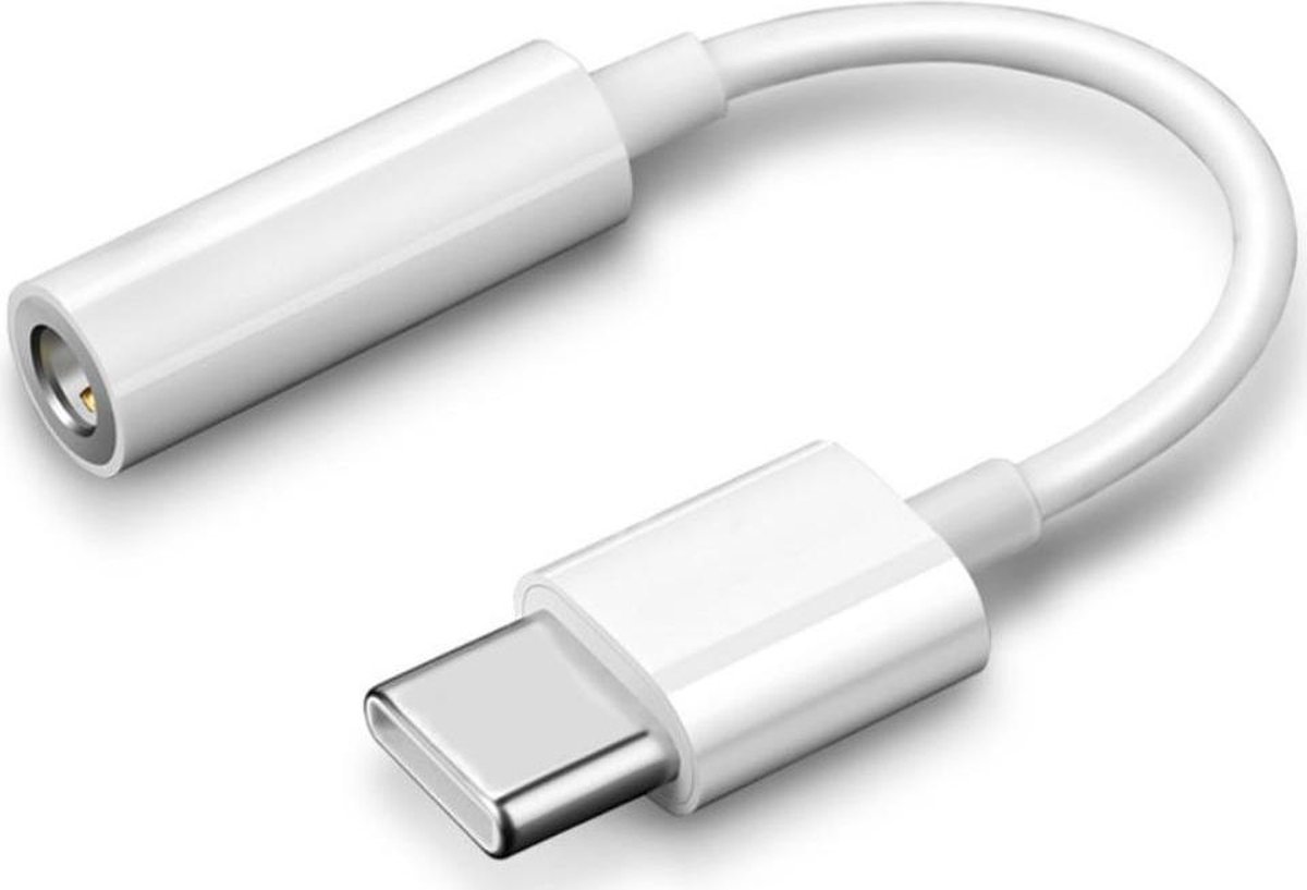 USB-C naar 3.5mm Jack (Female) Aux Kabel Connector Wit