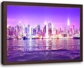 Foto in frame , Nacht in New York ,100x70cm , Multikleur , wanddecoratie