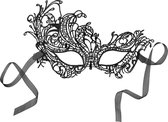 dressforfun - Zwart kanten masker pauw - verkleedkleding kostuum halloween verkleden feestkleding carnavalskleding carnaval feestkledij partykleding - 303521