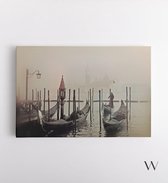 Gondolas boten in mist - Foto Prent Canvas Schilderijen (Wanddecoratie woonkamer / slaapkamer) -