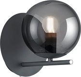 LED Wandlamp - Wandverlichting - Trinon Pora - E14 Fitting - Rond - Mat Zwart - Aluminium
