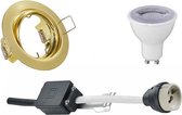 LED Spot Set - Trinon - GU10 Fitting - Dimbaar - Inbouw Rond - Mat Goud - 6W - Warm Wit 3000K - Kantelbaar Ø83mm