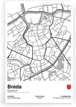 Walljar - Stadskaart Breda Centrum II - Muurdecoratie - Poster