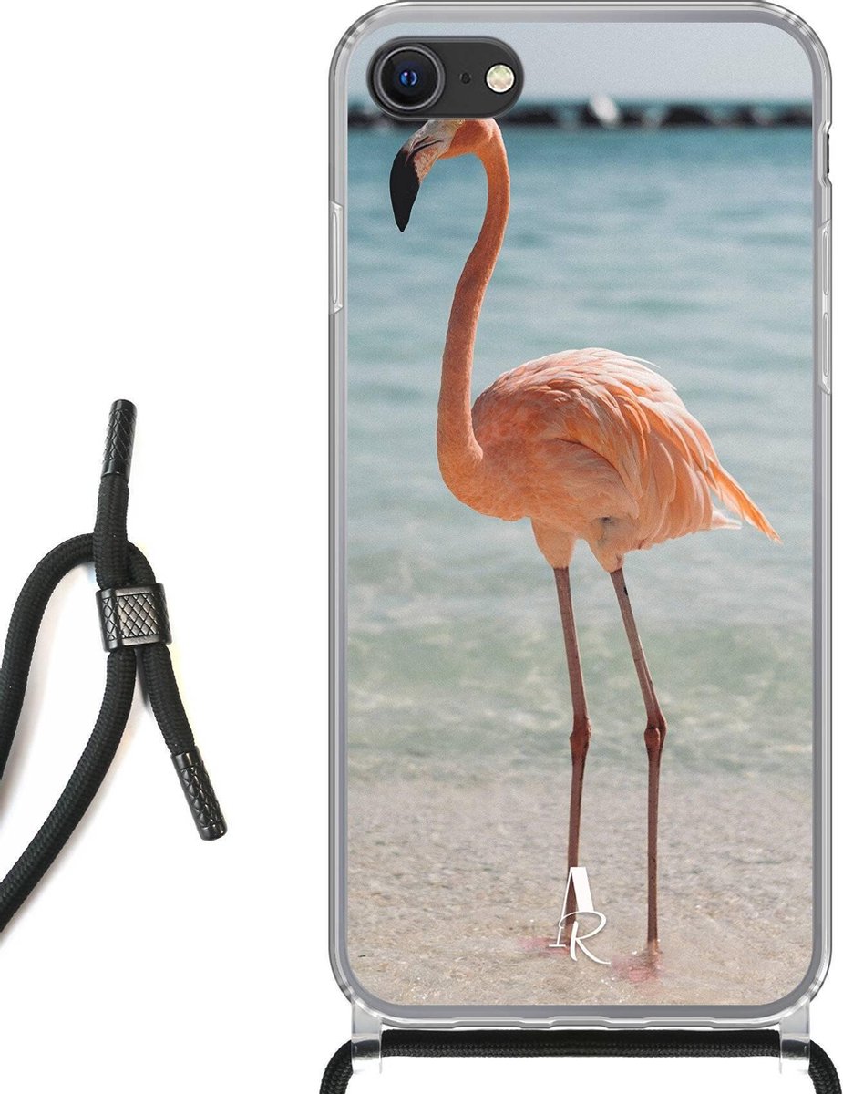 iPhone 8 hoesje met koord - Flamingo