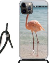 iPhone 12 Pro hoesje met koord - Flamingo