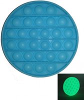 Dielay - Pop It - Fidget Toy - 12,5 cm - Glow in the Dark - Blauw Rond
