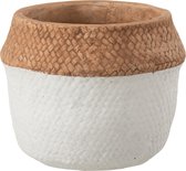 J-line Bloempot Jane Cement Naturel/Wit Medium