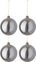 Boîte de 4 boules de Noël en verre uni gris perle Large