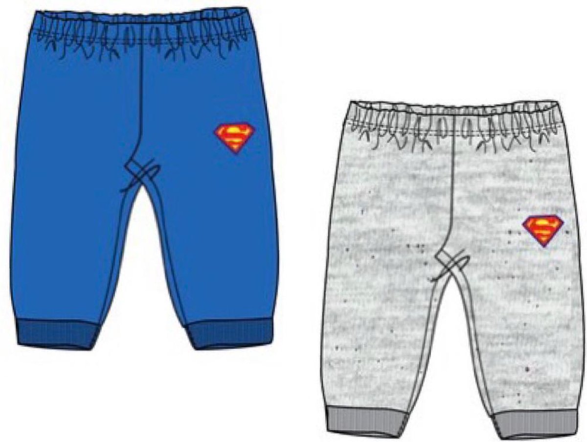 Superbaby joggingbroek - set van 2 - blauw+grijs - maat 74 (12 maanden)