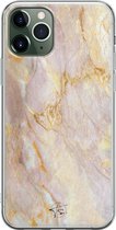 Hoesje geschikt voor iPhone 11 Pro Max - Stay Golden Marble - Soft Case - TPU - Marmer - Goud - ELLECHIQ