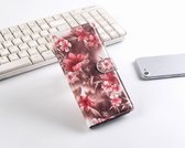 P.C.K. Hoesje/Boekhoesje/Bookcase bruine bloemen print geschikt voor Apple iPhone 12 MINI