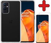 OnePlus 9 Hoesje Transparant Siliconen Case Met Screenprotector - OnePlus 9 Hoes Silicone Cover Met Screenprotector