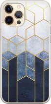 iPhone 12 Pro hoesje - Geometrisch fade art - Soft Case Telefoonhoesje - Print - Blauw