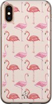 iPhone XS Max hoesje - Flamingo - Soft Case Telefoonhoesje - Print - Roze