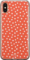 iPhone XS Max hoesje - Oranje stippen - Soft Case Telefoonhoesje - Gestipt - Oranje