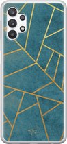 Samsung Galaxy A32 5G siliconen hoesje - Abstract blauw - Soft Case Telefoonhoesje - Blauw - Print