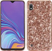 Glittery Powder Shockproof TPU Case voor Galaxy A10 (Rose Gold)