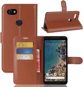 Voor Google Pixel 2 XL Litchi Texture horizontale flip lederen tas met houder & kaartsleuven & portemonnee (bruin)