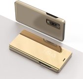 Galvaniseren spiegel horizontale flip lederen case voor Galaxy A50, met houder (goud)
