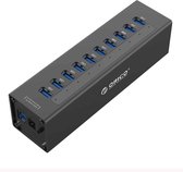 ORICO A3H10 Aluminium hoge snelheid 10 poorten USB 3.0 HUB met stroomadapter voor laptops (zwart)