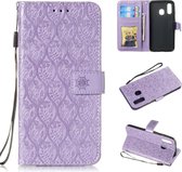 Geperst Printing Rattan Flower Pattern Horizontal Flip PU Leather Case for Galaxy A40, with Holder & Card Slots & Wallet & Photo Frame (Purple)