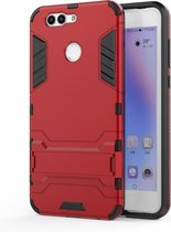 Shockproof PC + TPU Case voor Huawei Nova 2 Plus, met houder (rood)
