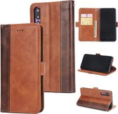 Voor Huawei P20 Pro Retro Texture Contrast Kleur Splicing Horizontaal Flip TPU + PU lederen tas met kaartsleuven & houder & portemonnee (bruin)
