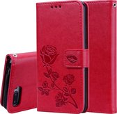 Rose reliÃ«f horizontale flip PU lederen tas voor Huawei Honor 10 Lite, met houder en kaartsleuven en portemonnee (rood)