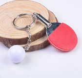 2 stuks creatieve metalen tafeltennis sleutelhanger handgemaakte sieraden cadeau sport sleutelhanger, specificatie: 2 × 2.8 × 6.5cm (rood)