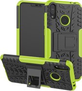 Tyre Texture TPU + PC schokbestendige hoes voor Asus Zenfone Max (M2), met houder (groen)