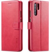 Voor Huawei P30 Pro LC.IMEEKE kalfsleer Horizontaal flip lederen tas, met houder & kaartsleuven & portemonnee (rose rood)