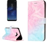 Voor Galaxy S8 roze groen marmerpatroon Horizontale flip lederen beschermhoes met houder en kaartsleuven en portemonnee