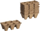 10x stuks Houtvezel kweekpotjes/stekpotjes trays met 6 vakjes 5 x 5 cm - Kweekbak accessoires