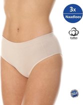 Brubeck Dames Ondergoed Slip Midi - Naadloos Elastisch Katoen 3-Pack - Zandkleur M