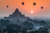 Poster Heteluchtbalonnen boven Bagan Myanmar