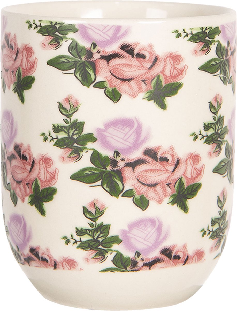 Clayre & Eef Mok 100 ml Beige Roze Porselein Bloemen