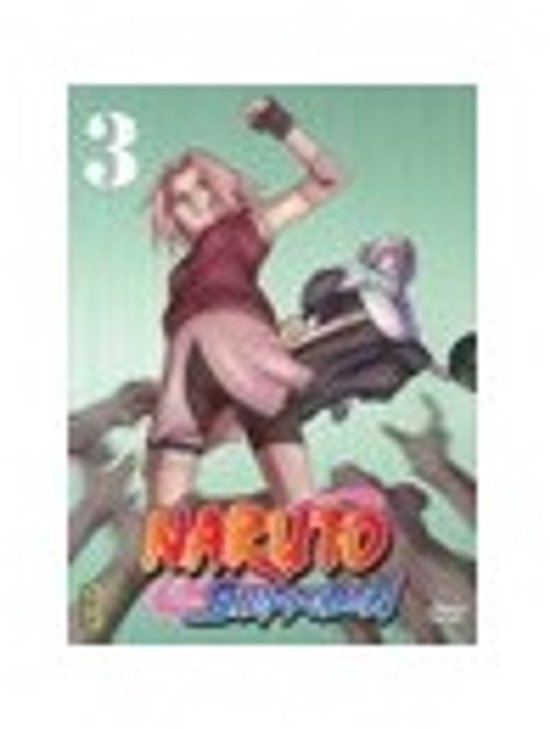 Sakura met roze haar, draagt paarse handschoenen en een rode top, vecht tegen een paarse figuur. Het Naruto logo is zichtbaar.