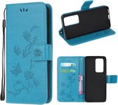 Bloemen Book Case - Xiaomi Mi 10T Pro 5G Hoesje - Blauw