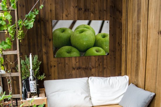 Affiche de jardin Six Granny Smith pommes en vrac 90x60 cm - Toile de jardin / Toile d'extérieur / Peintures pour l'extérieur (décoration de jardin)