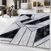 Modern vloerkleed - Marble Design Grijs Zilver 200x290cm