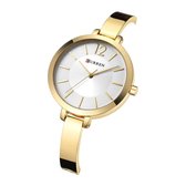 Curren ® | Quartz Dames Horloge | Ø30mm | Goud-wit| horloge geschenkset |1 jaar garantie Ø30mm - Goudkleurig | Giftbox |3 ATM Waterproof