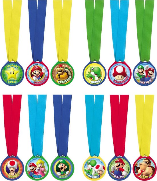 Amscan Medailles Super Mario Junior 12 Stuks