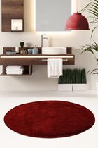 Nerge.be | Milano Round Red 90x90 cm | %100 Acrylic - Handmade | Decorative Rug | Antislip | Washable in the Machine | Soft surface