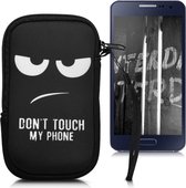 kwmobile hoesje voor smartphones M - 5,5" - hoes van Neopreen - Don't Touch My Phone design - wit / zwart - binnenmaat 15,2 x 8,3 cm
