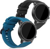 kwmobile 2x armband voor Huami Amazfit GTR (47mm) / GTR 2 / GTR 2e / GTR3 / GTR 3 Pro - Bandjes voor fitnesstracker in zwart / petrol